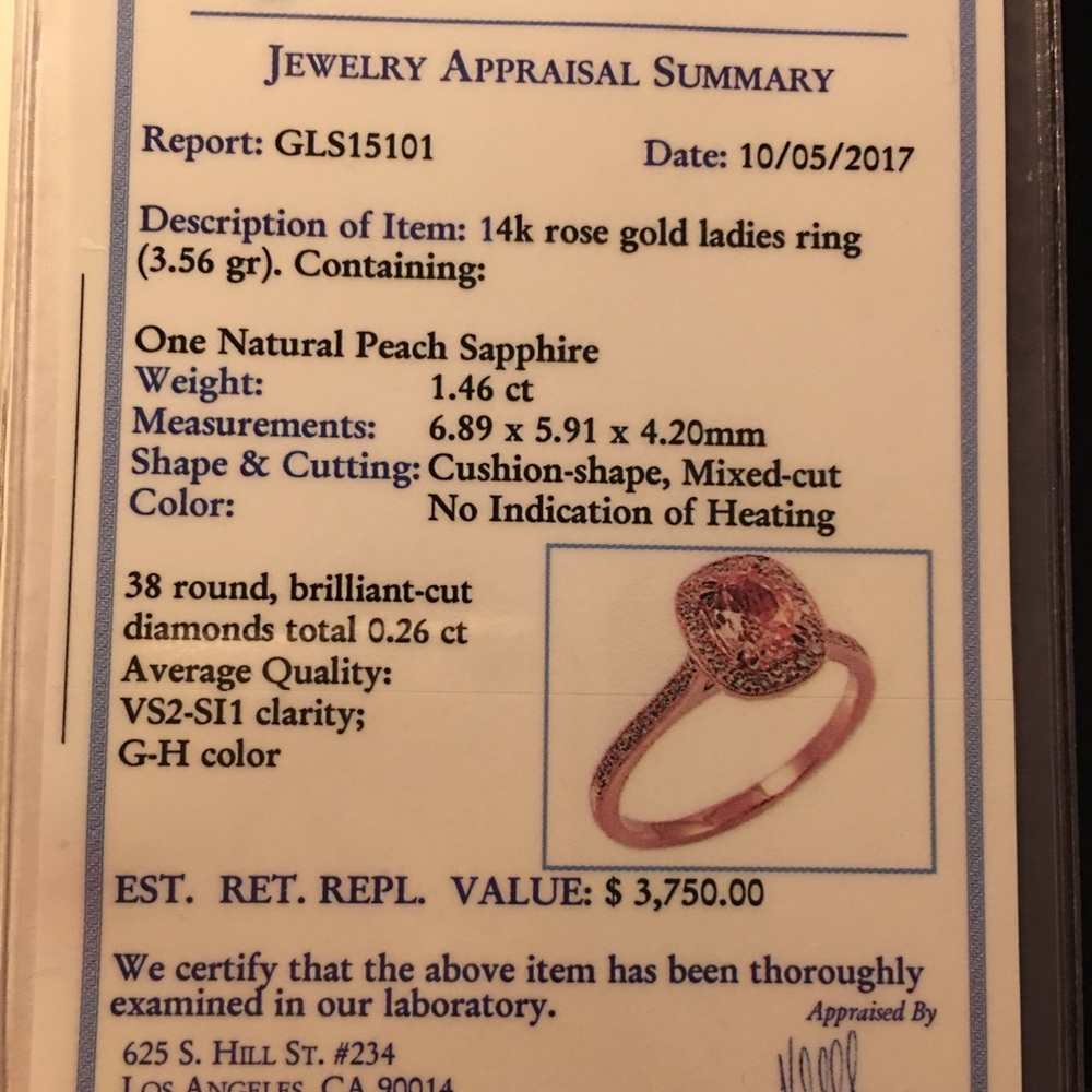 Rose gold peach diamond rare